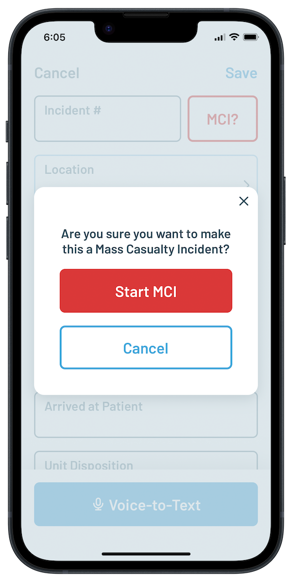 Peak Response mobile app MCI prompt