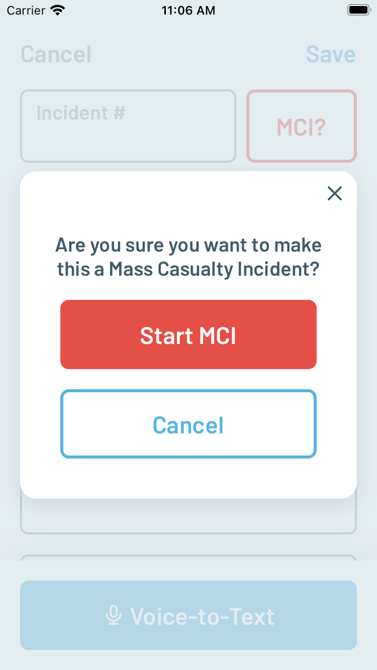 Initiating MCI scene management