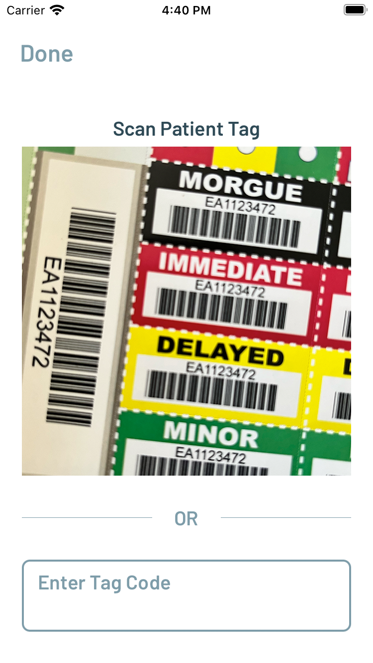 Scanning a triage bar code