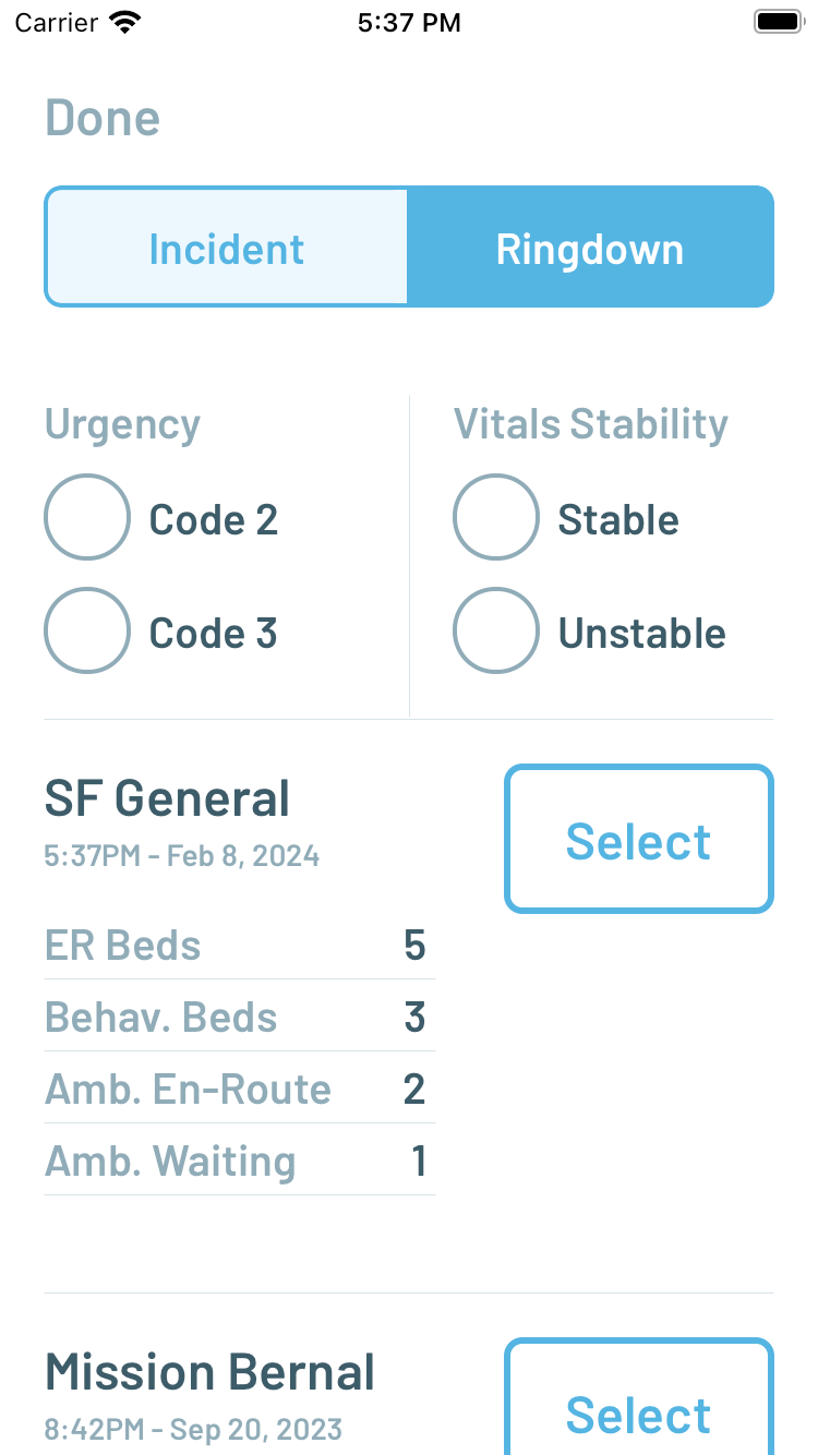 Ringdown destination selection