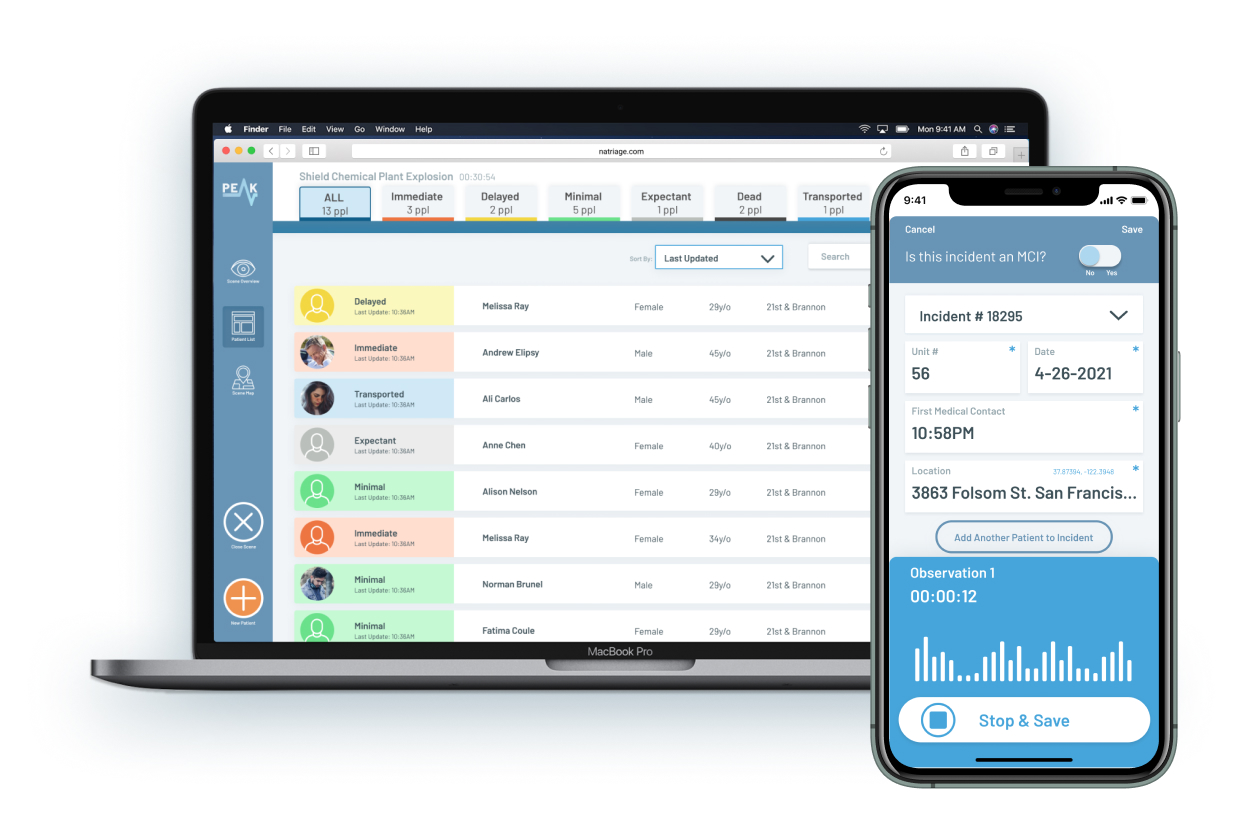 Peak Response mobile app and web dashboard